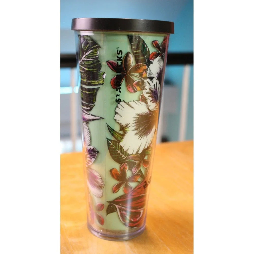 Starbucks Tropical Series Floral Hawaii Teal Tumbler 24oz 2017 Coffee Tea Cup